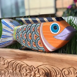 Wood fish, Wall hanging, wood decor, wall art, wood wall hanging, wooden wall decoration, Wooden fish, handpainted fish, home decor