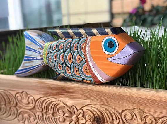 Wood fish, Wall hanging, wood decor, wall art, wood wall hanging, wooden  wall decoration, Wooden fish, handpainted fish, home decor