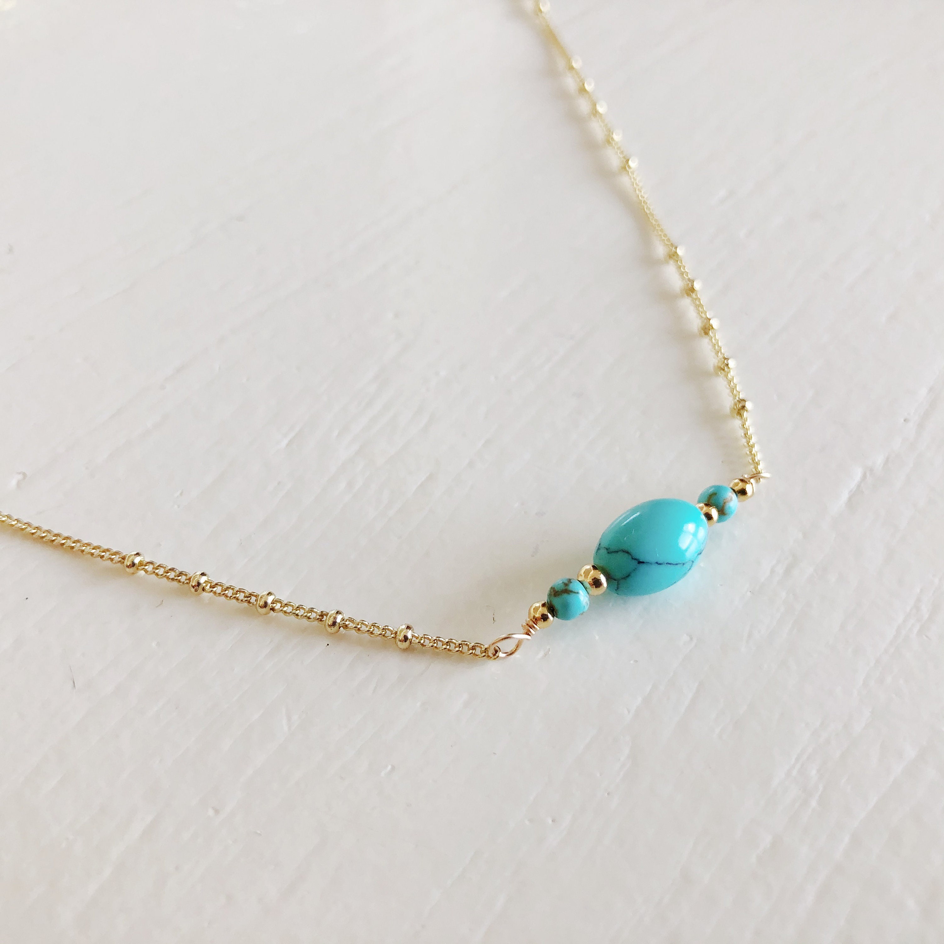 14K Gold Filled satellite necklace with pearls or Turquoise | Etsy