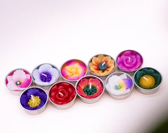 10 Assorted handmade tropical flower scented tealight set with neroli essential oil