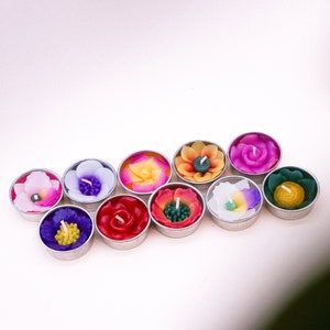 10 Assorted handmade tropical flower scented tealight set with neroli essential oil