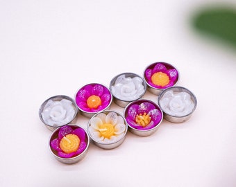8 Assorted handmade glitter flower scented tealight set