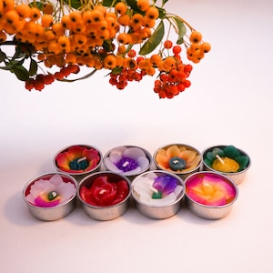 8 Assorted handmade tropical flower scented tealight set with neroli essential oil image 1