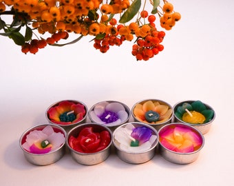 8 Assorted handmade tropical flower scented tealight set with neroli essential oil