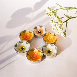 8 Handmade daffodil scented tealight set with Neroli essential oil