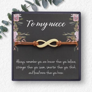 Bracelet infinity pour nièce, bracelet à ma nièce, cadeau nièce de la tante, cadeau pour nièce, bracelet nièce, cadeau bijoux pour elle,