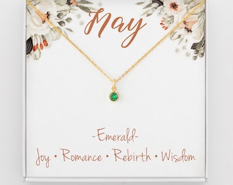 May Birthstone Necklace, Birthstone Jewelry, May Birthday Gift, May Necklace, Birthday Jewelry, Silver Emerald Jewelry