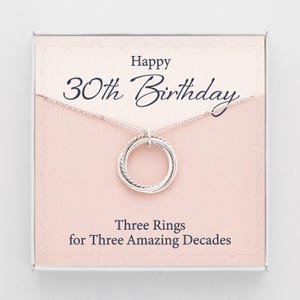 30th Birthday Gift For Her, 30th Birthday Gift For Women, Happy 30th Birthday Gift, Sister 30th Gifts, 3 rings 3 decades,3 Interlocking Ring