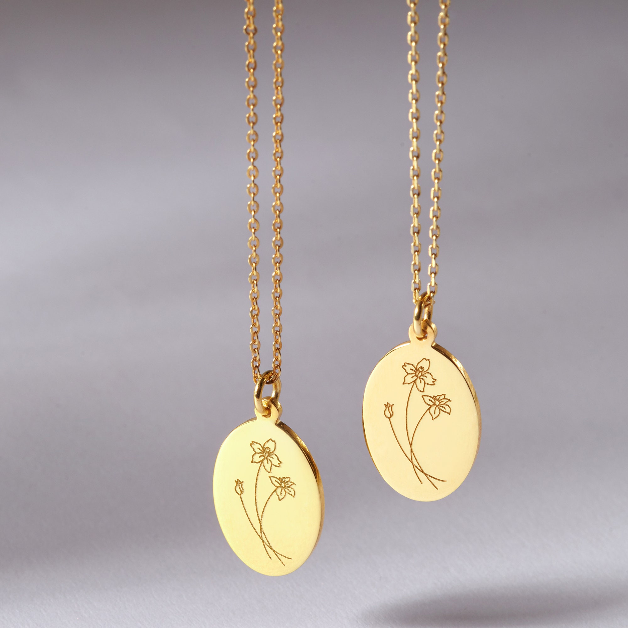 July Birth Flower Necklace Flower Necklace July Necklace Etsy