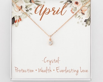 April Birthstone Necklace, Birthstone Jewelry, April Birthday Gift, April Necklace, Gift For Birthday, Silver Crystal Jewelry