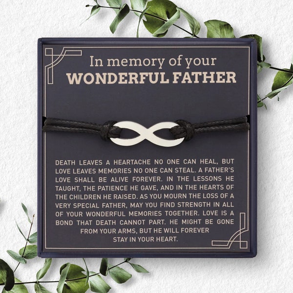 Regalo de pérdida de papá, regalo de pérdida de padre para hijo, regalo de tarjeta de simpatía, pulsera conmemorativa, regalos en memoria de papá para él, regalo de duelo para hombre
