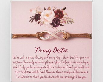 Sentimental Gift For Best Friend, BFF Gifts, Friendship Bracelet, Best Friend Birthday Gift, Birthday Gifts for Bestie,To My Bestie Quote