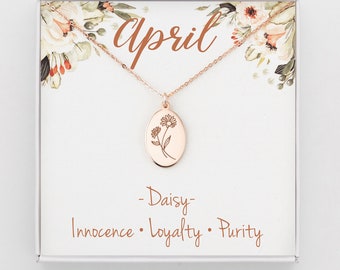 April Birth Flower Necklace, April Flower Necklace, April Necklace, April Birthday Gift, Birth Flower Necklace, Daisy Necklace