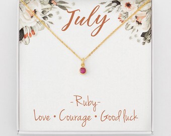Collana Birthstone di luglio, gioielli Birthstone, regalo di compleanno di luglio, collana di luglio, gioielli di compleanno, gioielli in rubino d'argento