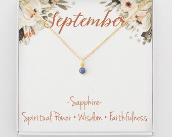 September Birthstone Necklace, Birthstone Birthday Jewelry, September Birthday Gift, September Necklace, Sapphire Necklace, Sapphire Jewelry