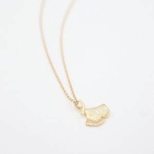 Gold Ginkgo Leaf Pendant Necklace, 14K Gold Filled, Ginkgo Biloba, Elegant, Stylish, Dainty, Gift For Her