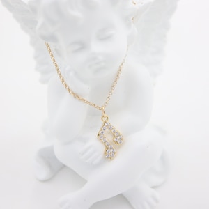 Dainty Mini Diamond Music Note Pendant Necklace, CZ Cubic Zirconia, 14K Gold Filled, Gift For Her
