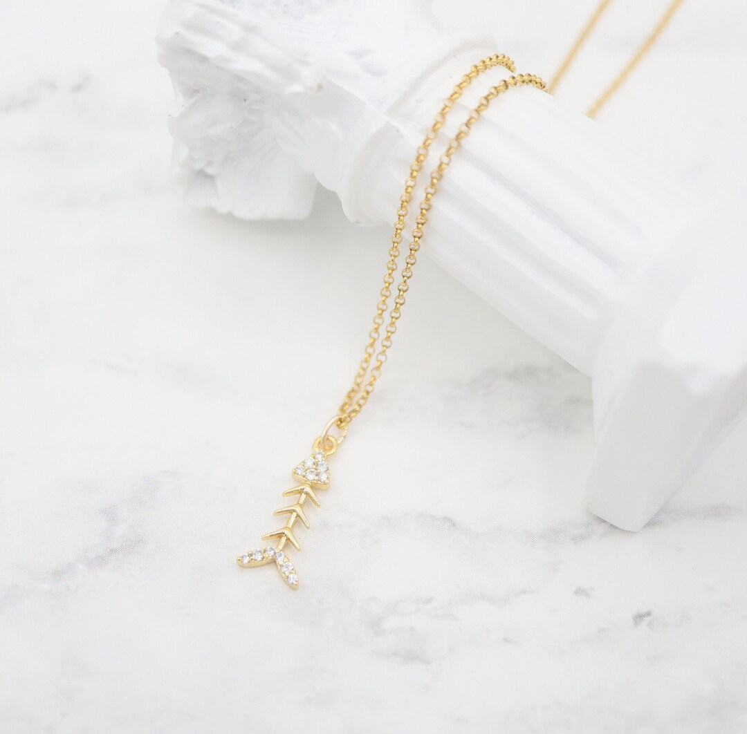 Finrezio Damen Halskette 14K Vergoldet - Schlangenkette Choker Mit Fischgräten Design & Verlängerung