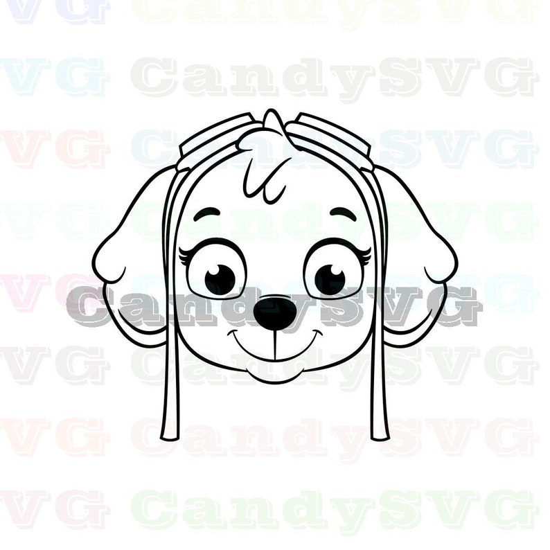 Download Skye Face Paw Patrol Stitch Outline Svg Stitch silhouette ...