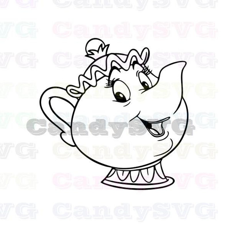 Download Mrs Potts Beauty And The Beast Stitch Outline Svg Stitch | Etsy