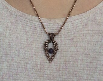 Bohemian necklace with Amethyst gemstone - Copper necklace - Gemstone pendant - Perfect woman gift - Necklace for her - Necklace for women