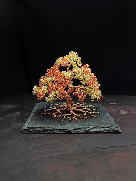 Bonsaï en fil de cuivre Arbre de vie miniature Wire tree Sculpture