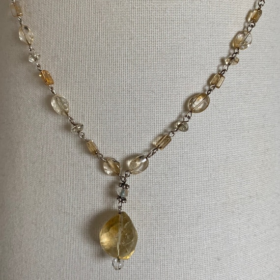 Vintage Boho Chic Citrine and Silver necklace