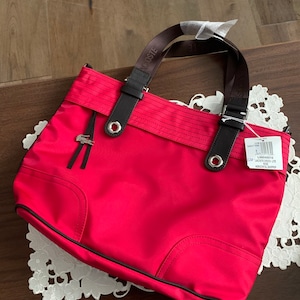 vintage Lacoste Sac à main / Sac à main en nylon rose et marron