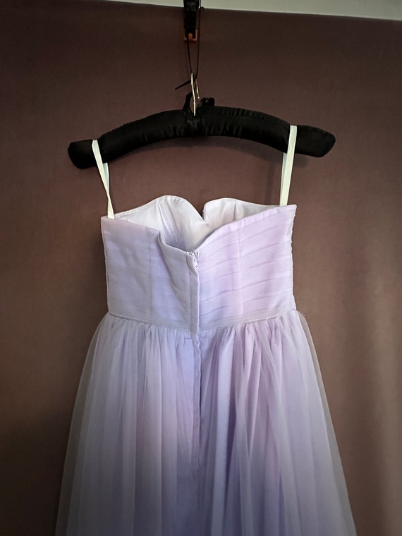 Pretty Ball Gown Strapless Lilac Tulle Long Evening Dress Prom Dresses With Flowers C3692 main image 1