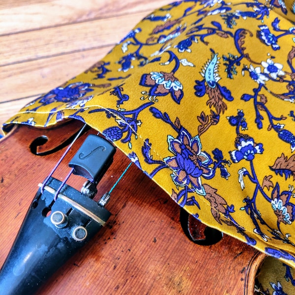 Violin Silk Bag - Art Noveau in Ochre & Purple