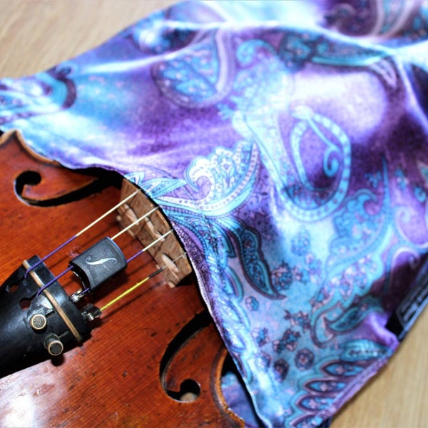 Violin Silk Bag - Mauve & Blue Paisley