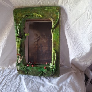 magic mirror, fairy, enchanted, forest, mushrooms
