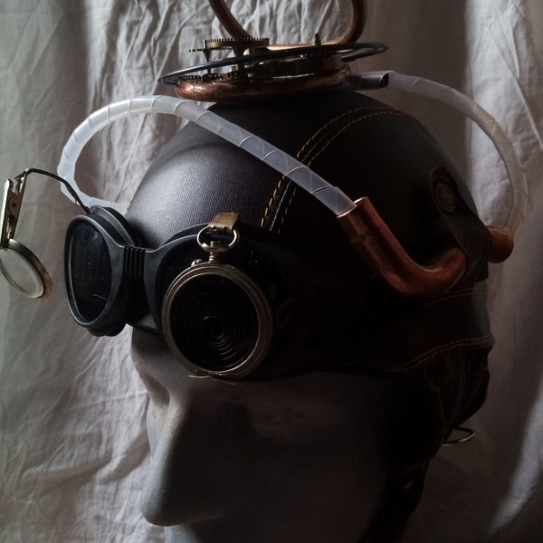 casque cosplay steampunk, rouages