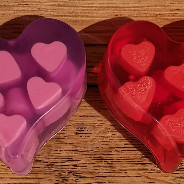 2 bars of Hand crafted SLS free glycerin Heart soap