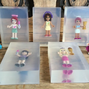 2 bars of SLS Free soap with Lego friends figures inside