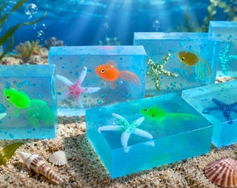 2 bars of SLS free soap with Star fish/fish inside