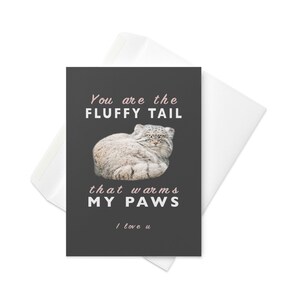 Kartka z życzeniami Pallas Cat Love/ciemnoszary i biały