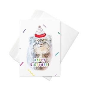 Chat de Pallas mignon / Carte de voeux d'anniversaire / Carte amusante