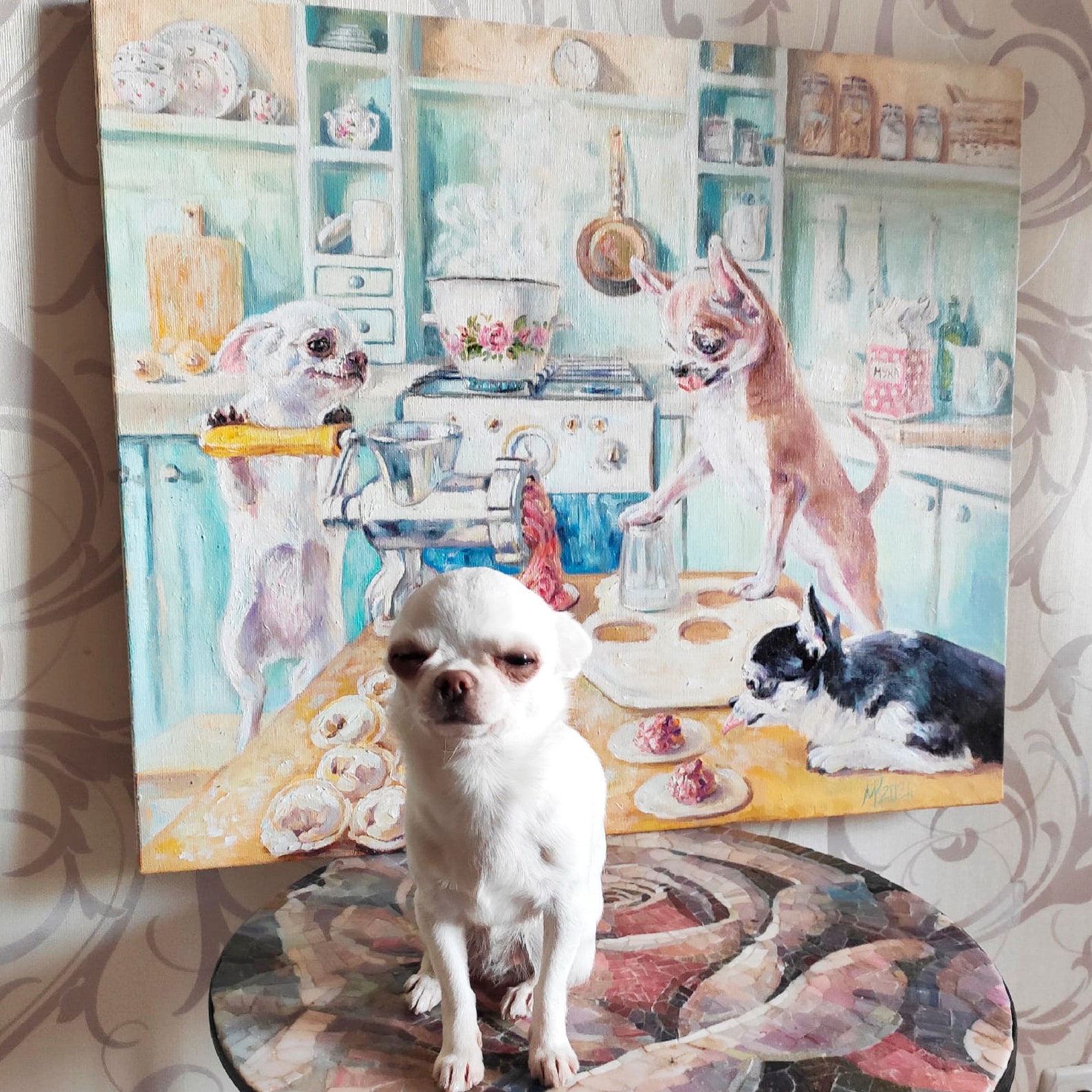 Küche Hund Chihuahua Kunst Geburtstagsgeschenk Malerei Hund Etsy