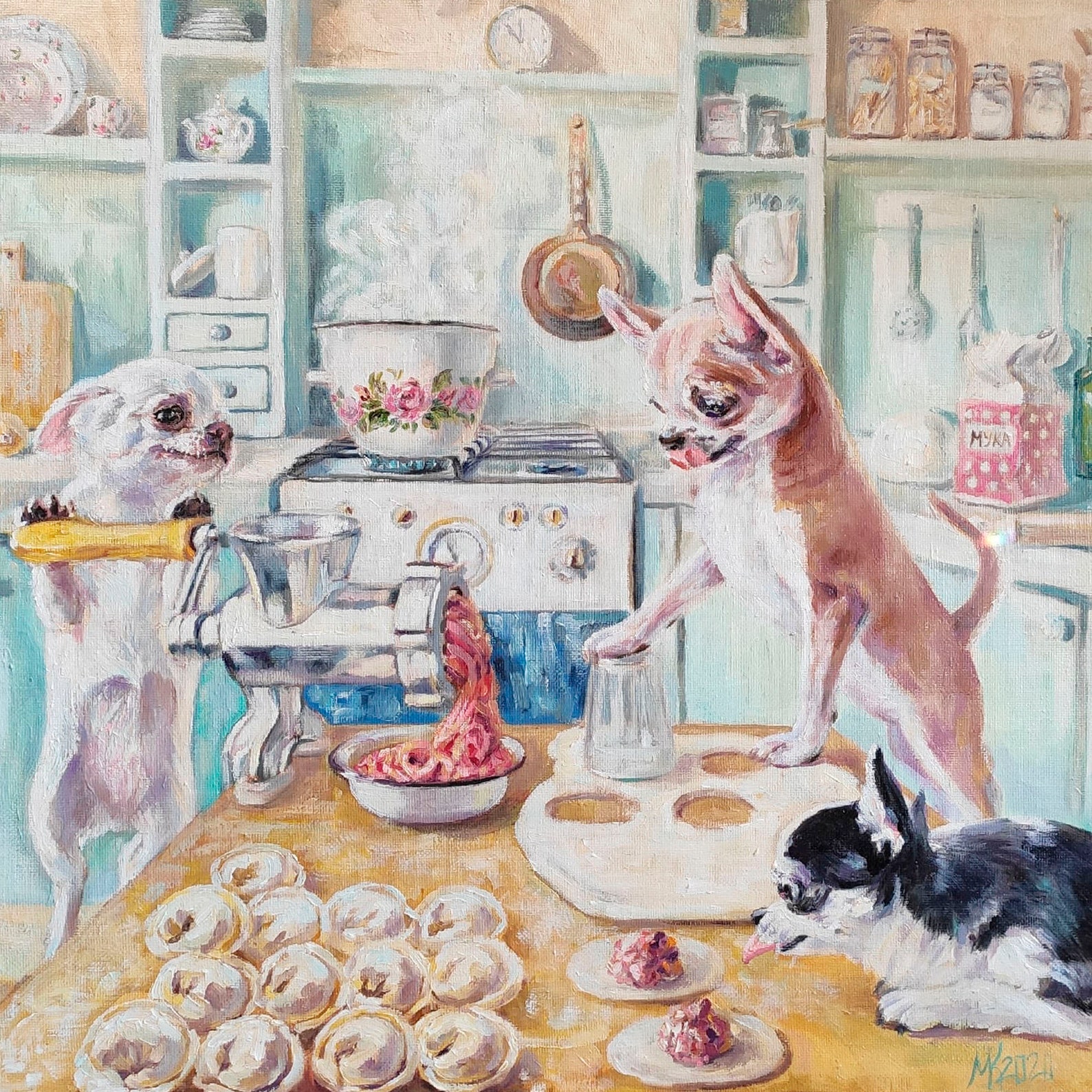 Küche Hund Chihuahua Kunst Geburtstagsgeschenk Malerei Hund Etsy