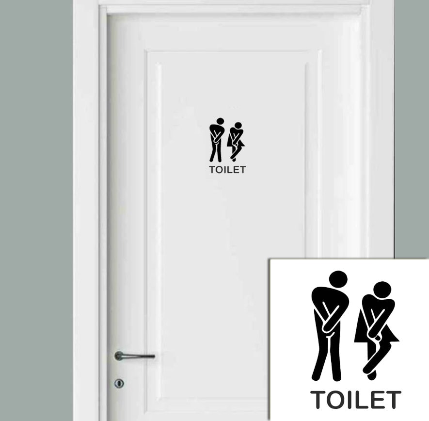 Toilet Sign, 1 Pair Selfadhesive Man And Women Door Signs Wall