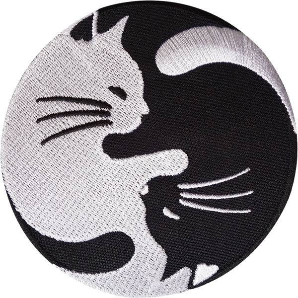 Zen Cat Patch Yin Yang Embroidered Iron-On Patch - Black & White Symbol For Clothes, Bags, DIY Yin Yang Logo Patch - Foto 2