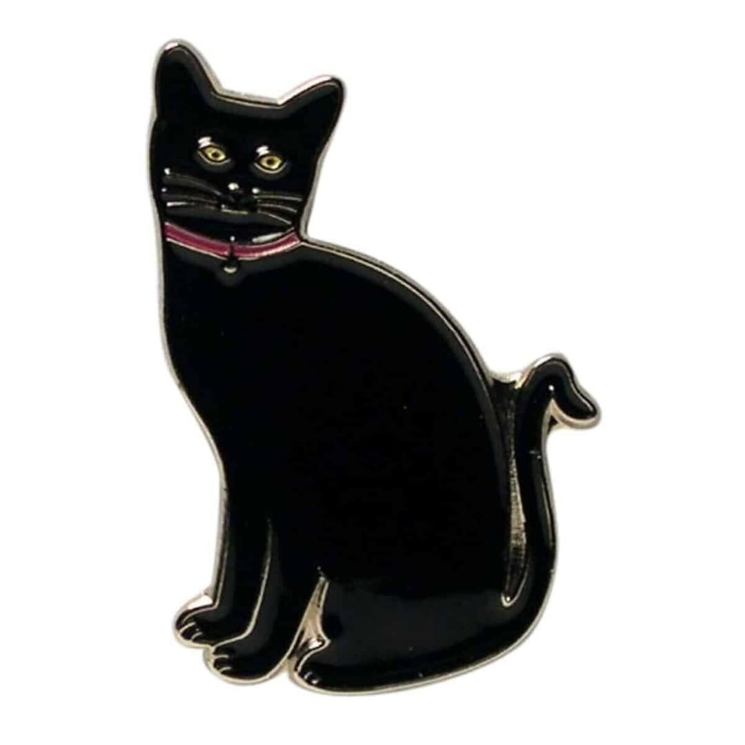 Black Cat Metal Enamel Lapel Pin Badge Brooch - Etsy