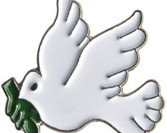 JJ VINTAGE PEACE DOVE WITH OLIVE BRANCH PEWTER TACK PIN 