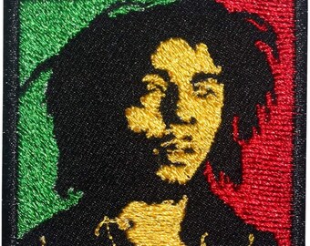 Tri Color Face with ONE LOVE Embroidered Iron On or Sew On Patch Bob Marley 