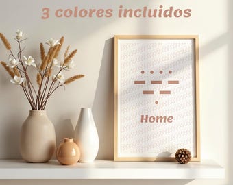 Morse Code Wall Art Home, Minimalist Digital Download, Printable Word Poster, Housewarming Gift Idea, New Home Decor, Living Room Aesthetic