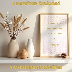 Morse Code Wall Art Love, Lesbian Pride Poster, Minimalist LGBT Digital Download, Lesbian Decor, Sunset Flag Printable, Coming Out Gift Pack