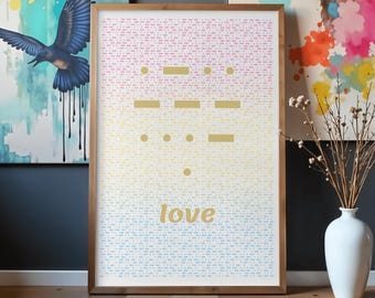Morse Code Wall Art Love, Pansexual Pride Poster, Minimalist Pan Pride Print, Subtle LGBT Decor, Pink Yellow Blue Art