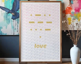 Morse Code Wall Art Love, Bisexual Pride Poster, Minimalist LGBT Digital Download, Bi Pride Decor, Coming Out Gift Pack