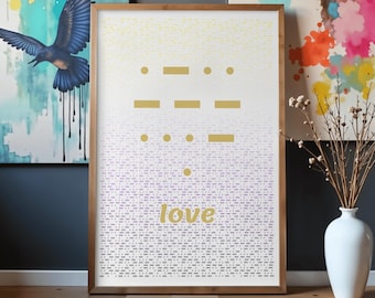 Morse Code Wall Art Love, Non-Binary Pride Poster, Minimalist LGBT Digital Download, Nonbinary Decor, Coming Out Gift Pack